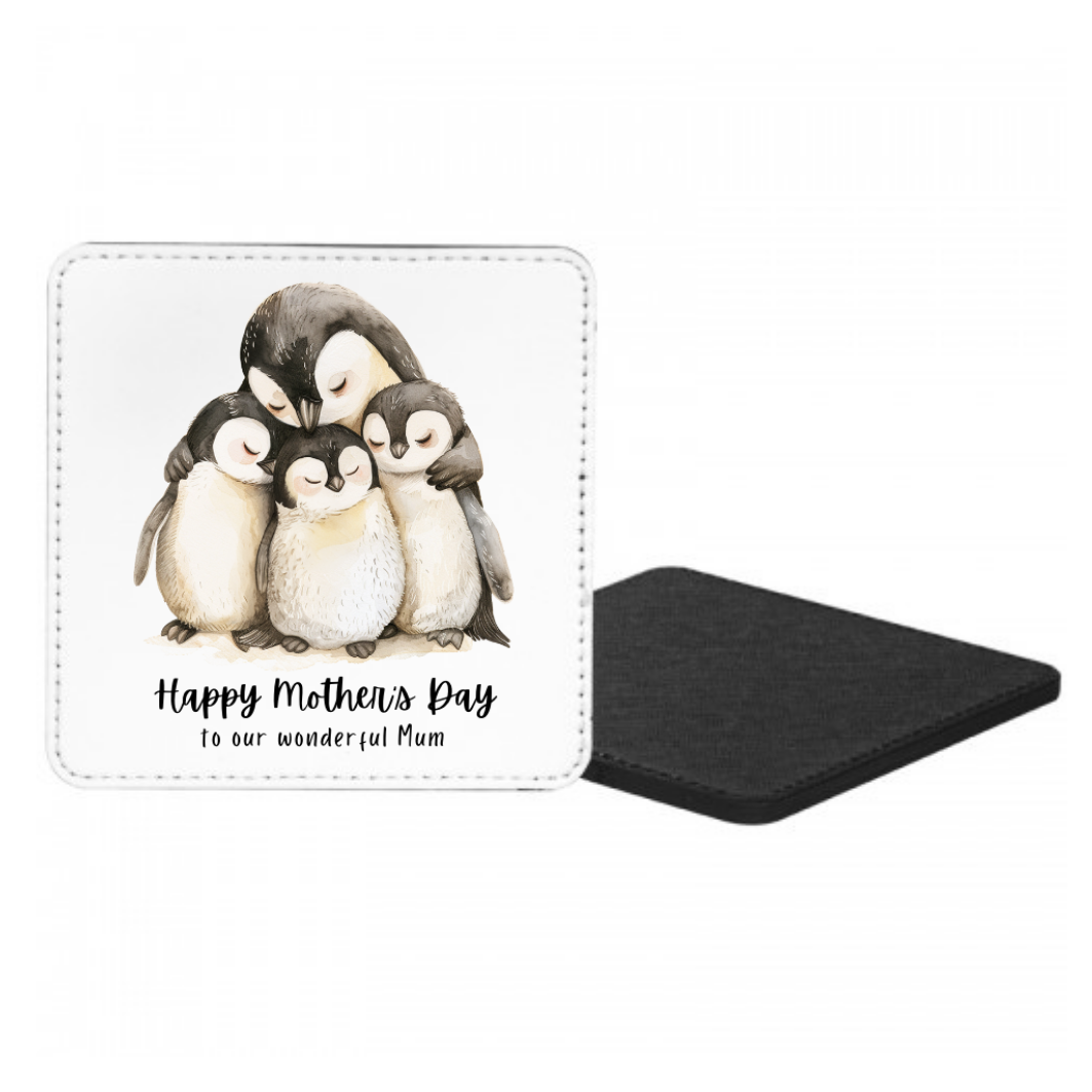 Happy Mother's Day To Our Wonderful Mum Penguin Family Mug & Coaster