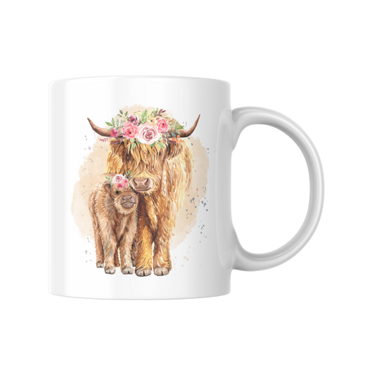 Highland Cow & Calf Mug & Coaster