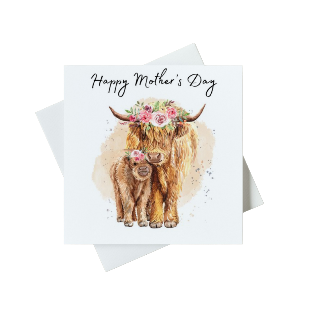 Happy Mother's Day Highland Cow & Calf Card