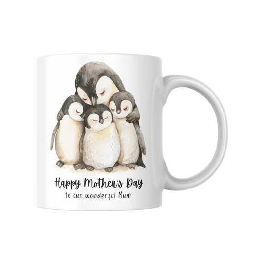Happy Mother's Day To Our Wonderful Mum Penguin Family Mug & Coaster