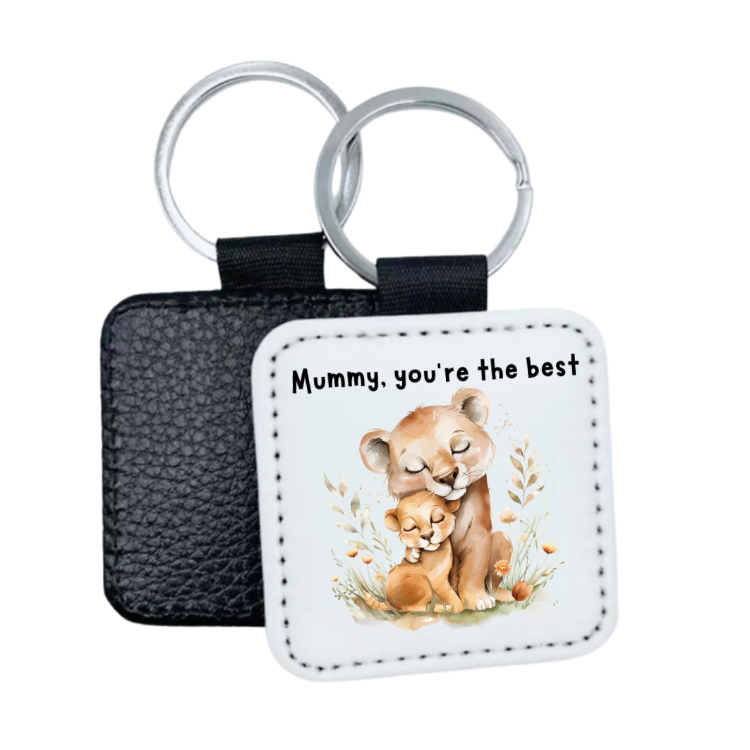 Mummy, You're The Best Faux Leather Square Keyring