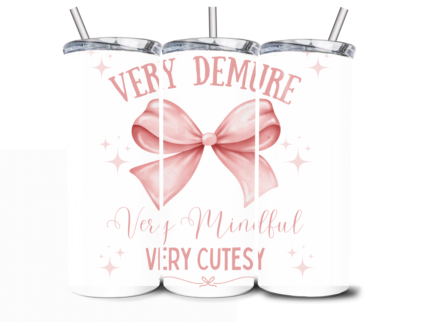 Very Demure Very Mindful Very Cutesy Steel Tumbler With Straw