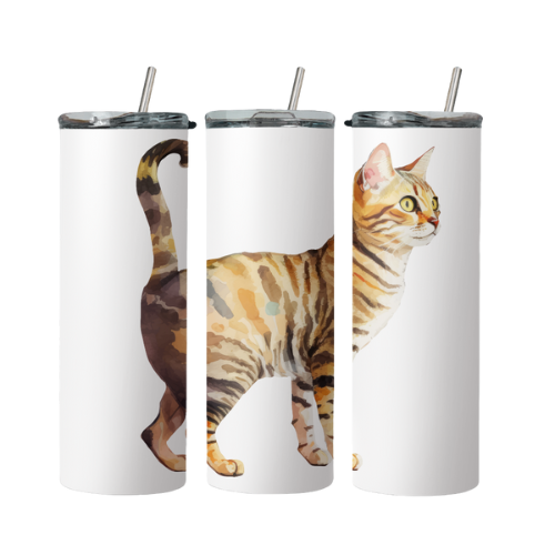 Tabby Cat Steel Tumbler With Straw