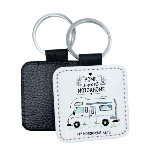 Home Sweet Motorhome My Motorhome Keys Faux Leather Square Keyring