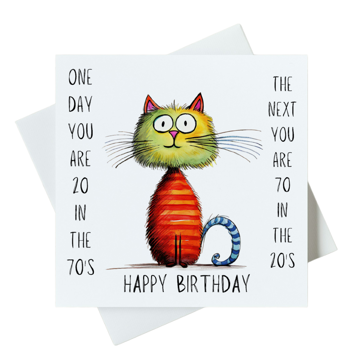 One Day You Are 20 In The 70's The Next You Are 70 In The 20's Happy Birthday Card