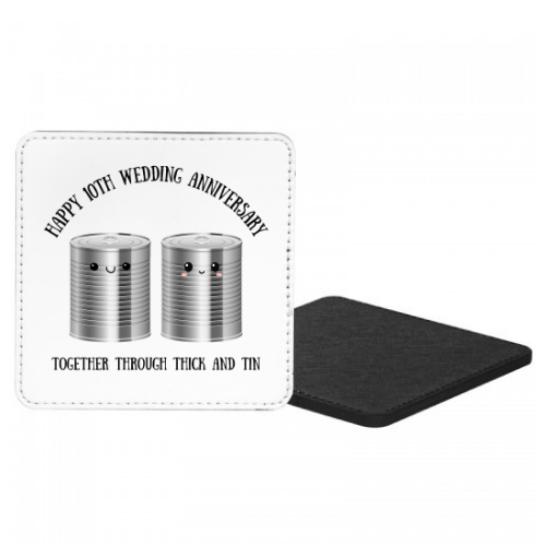 Happy 10th Wedding Anniversary Together Through Thick And Tin Mug & Coaster