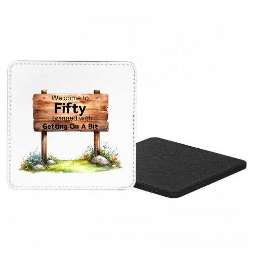 Welcome To Fifty Twinned With Getting On A Bit Mug & Coaster