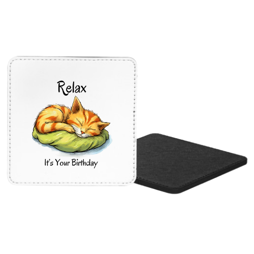 Relax It's Your Birthday Cat Mug & Coaster