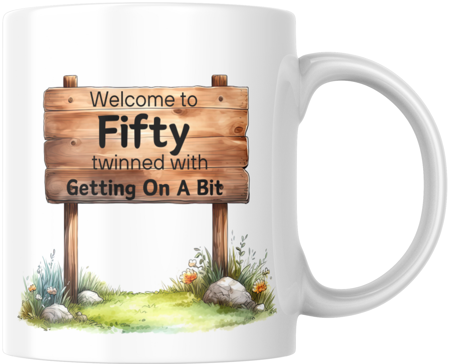 Welcome To Fifty Twinned With Getting On A Bit Mug & Coaster