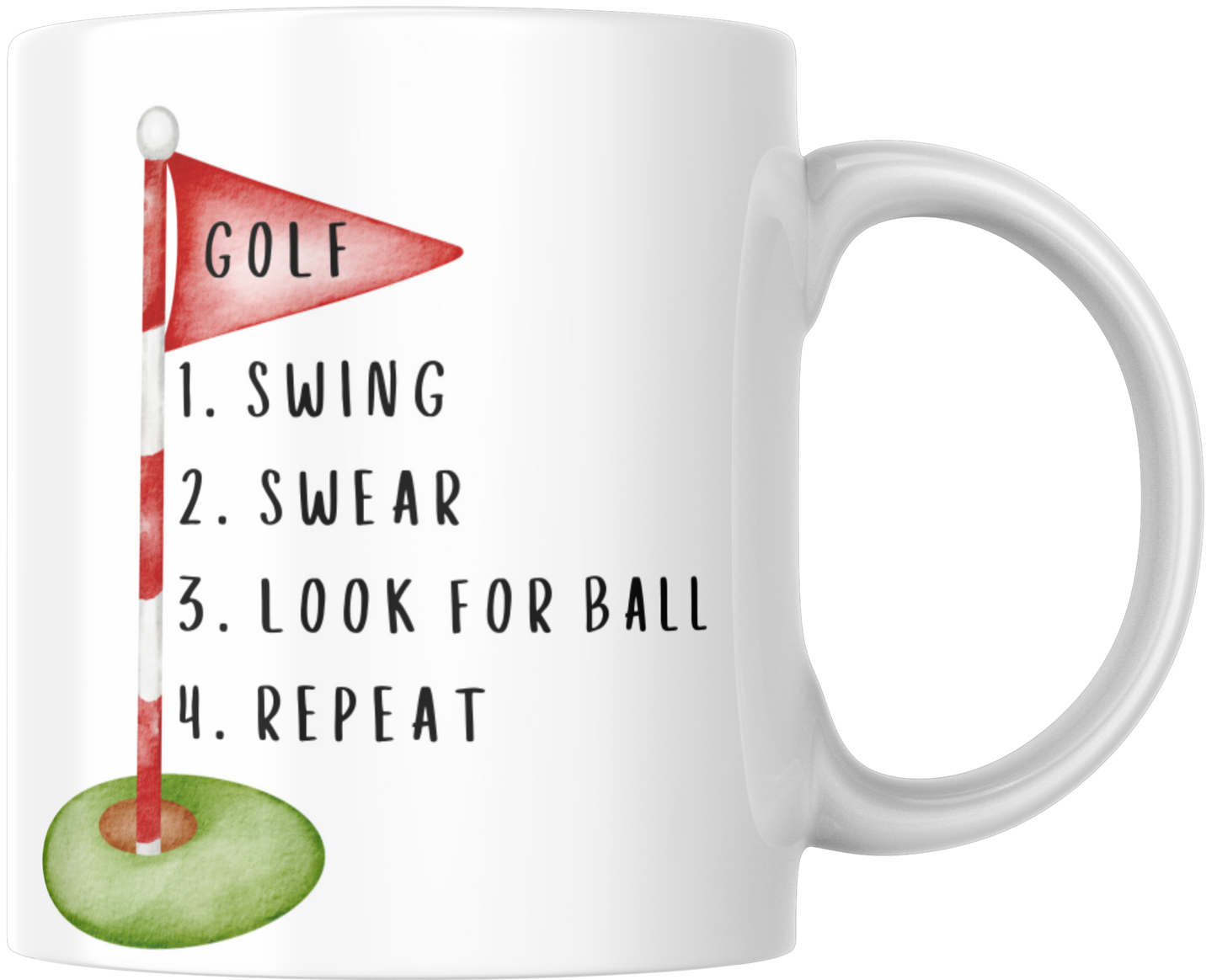 Golf 1.Swing 2.Swear 3.Look For Ball 4.Repeat Mug & Coaster