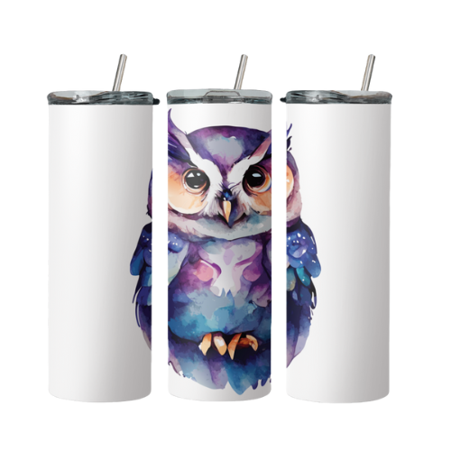 Purple Owl Steel Tumbler With Straw