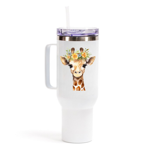 Giraffe With Flowers 40oz Tumbler