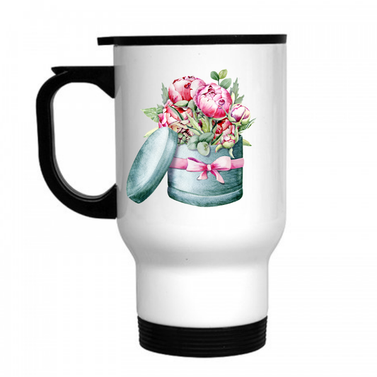 Peonies in Box Travel Mug