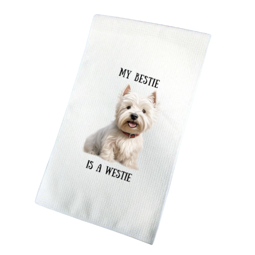 My Bestie Is A Westie Waffle Tea Towel