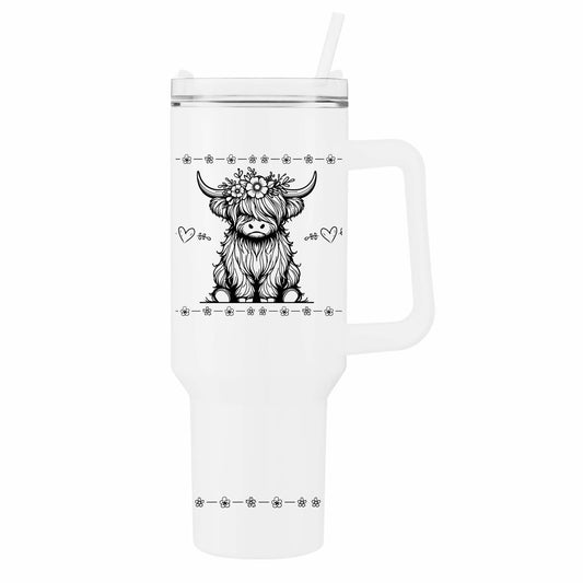 Highland Cow 40oz Tumbler With Straw