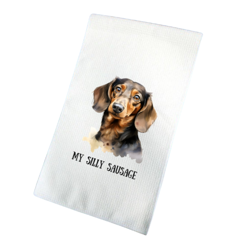 My Silly Sausage (Dachshund) Waffle Tea Towel