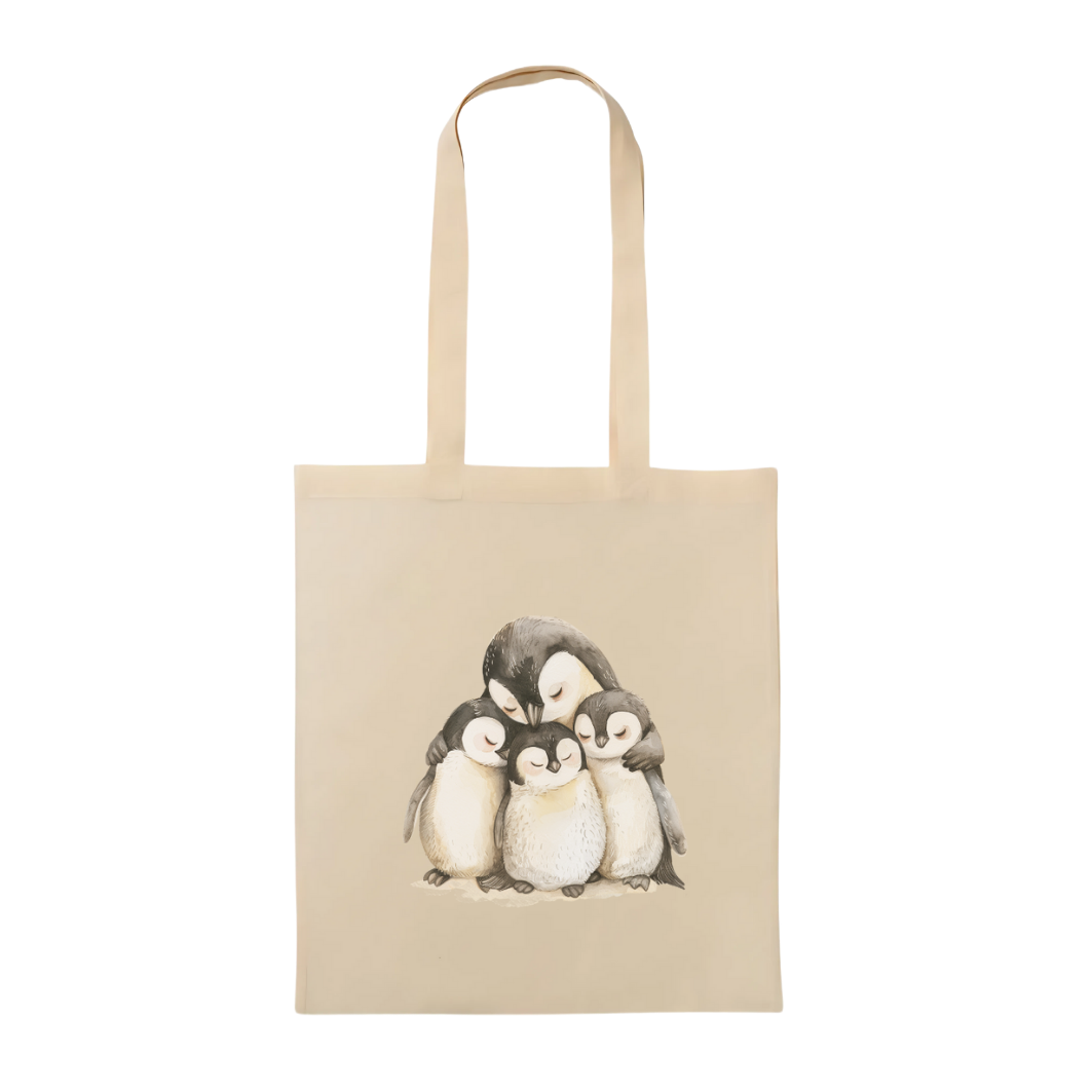 Penguin Family Neutral Tote Bag