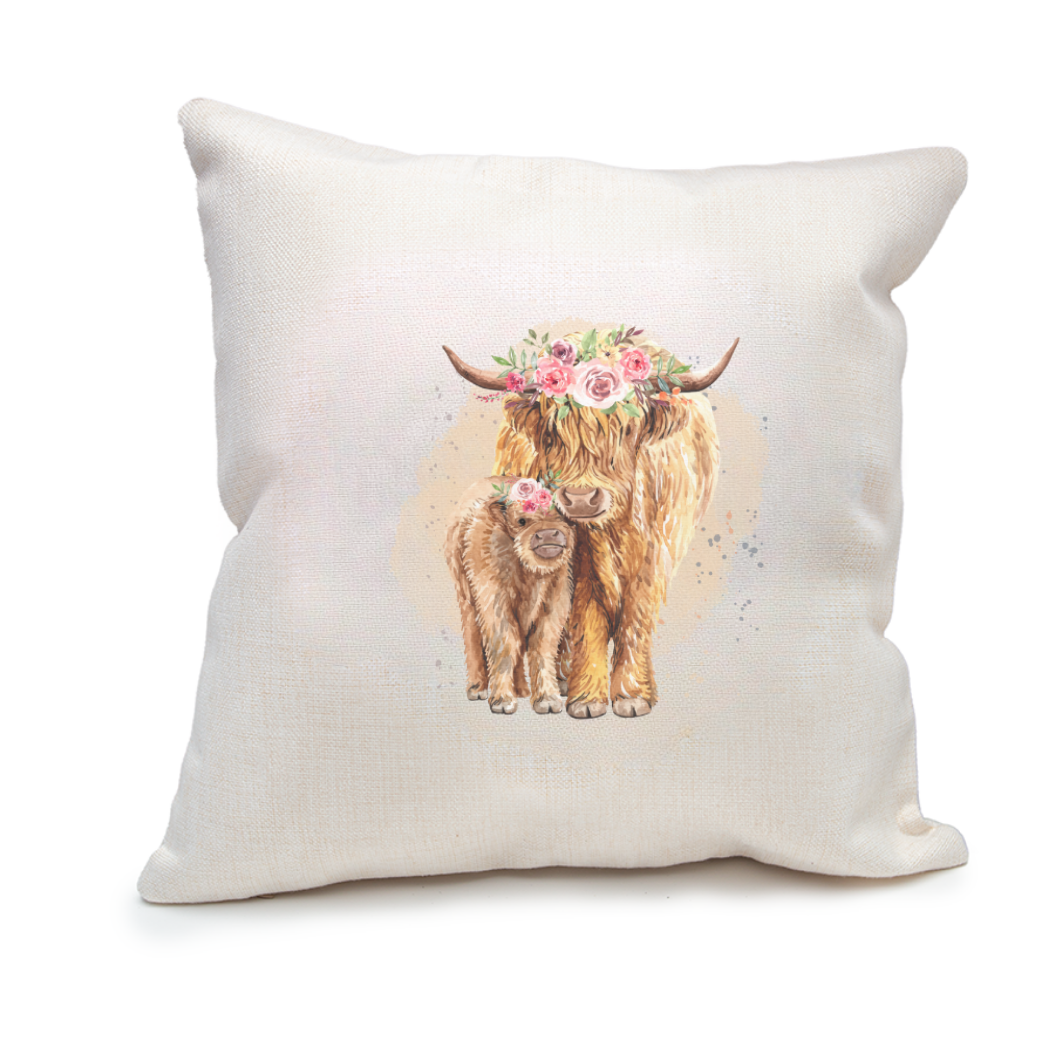 Highland Cow & Calf Cushion (Cover Only)