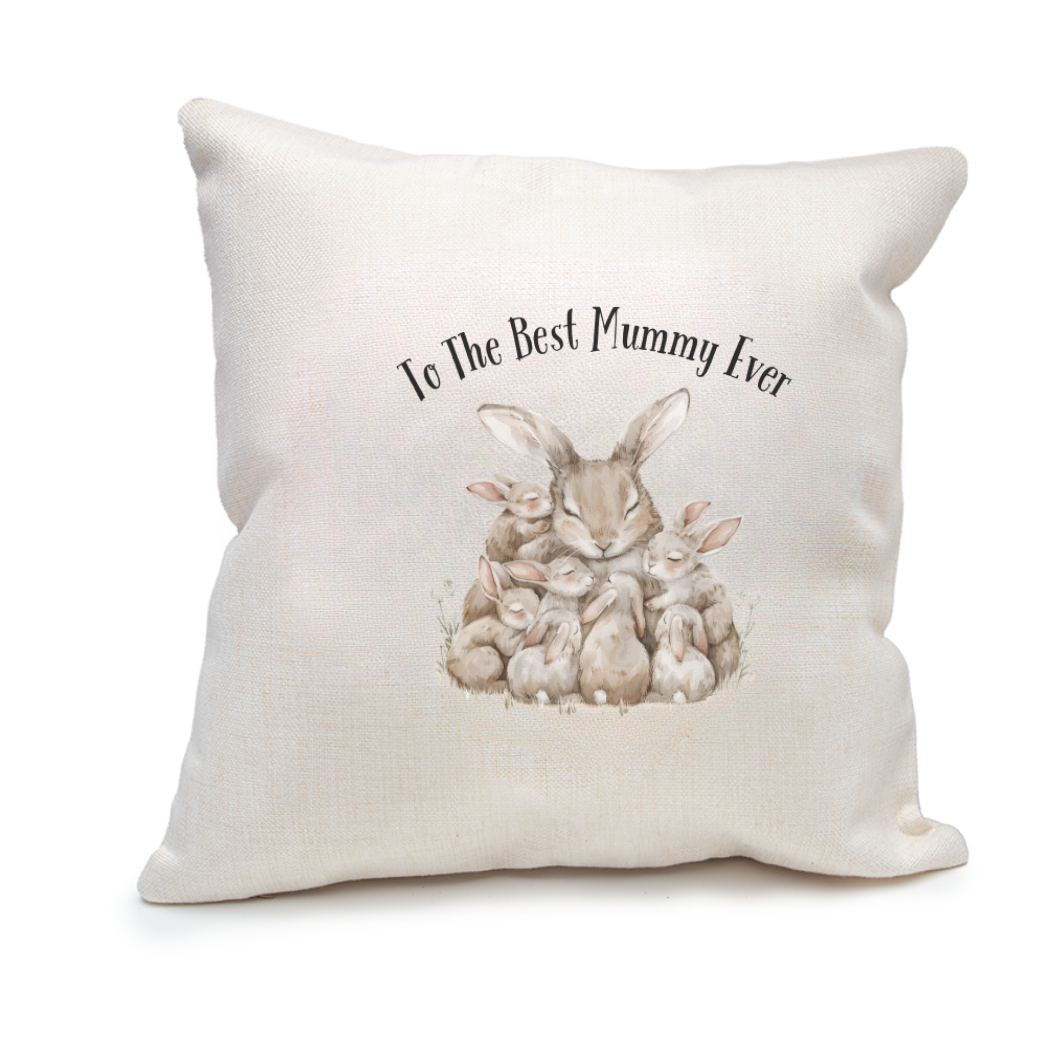 To The Best Mummy Ever Rabbit Family Cushion (Cover Only)