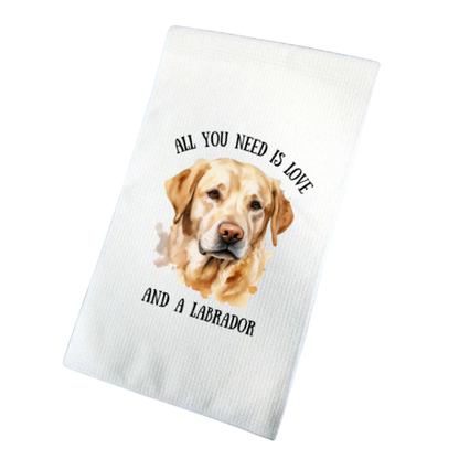 All You Need Is Love And A Labrador Waffle Tea Towel