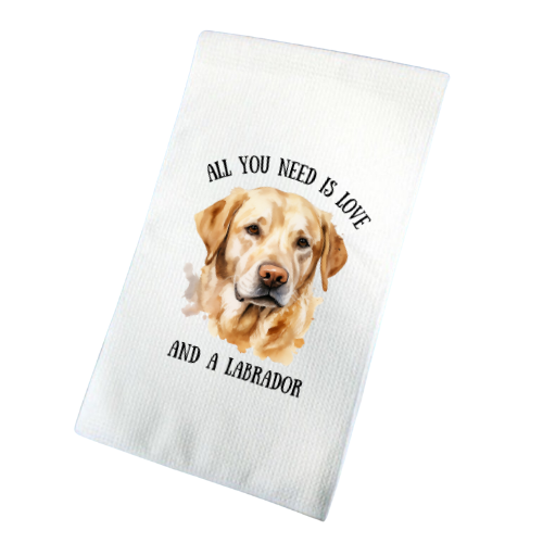 All You Need Is Love And A Labrador Waffle Tea Towel