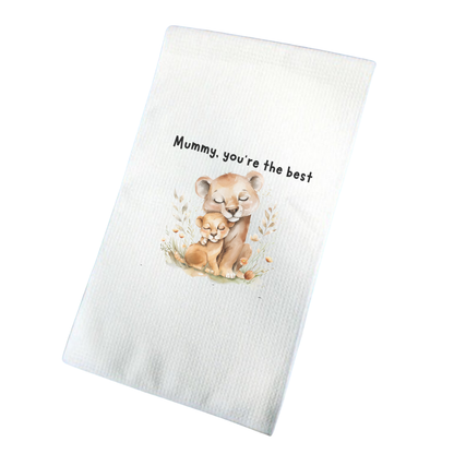 Mummy, You're The Best Lions Waffle Tea Towel