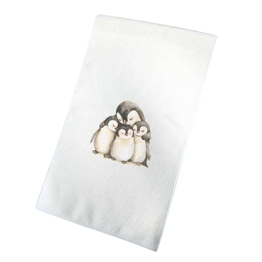 Penguin Family Waffle Tea Towel