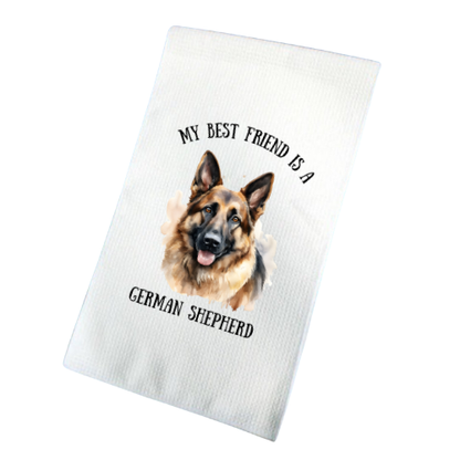 My Best Friend Is A German Shepherd Waffle Tea Towel