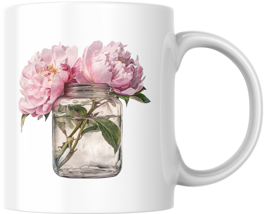 Peonies In Jar Mug & Coaster