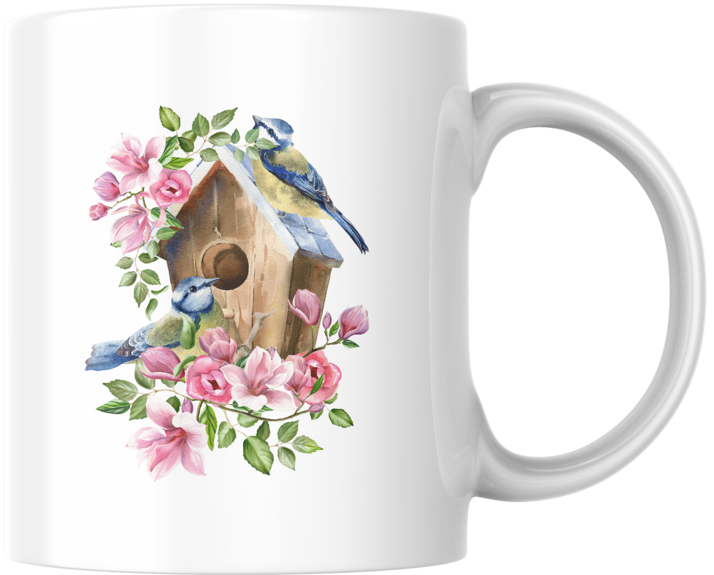 Bird House Blue Tits Mug & Coaster