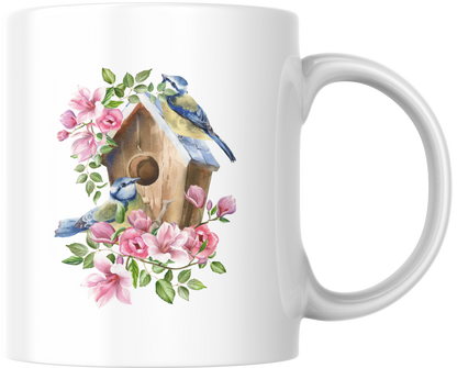 Bird House Blue Tits Mug & Coaster