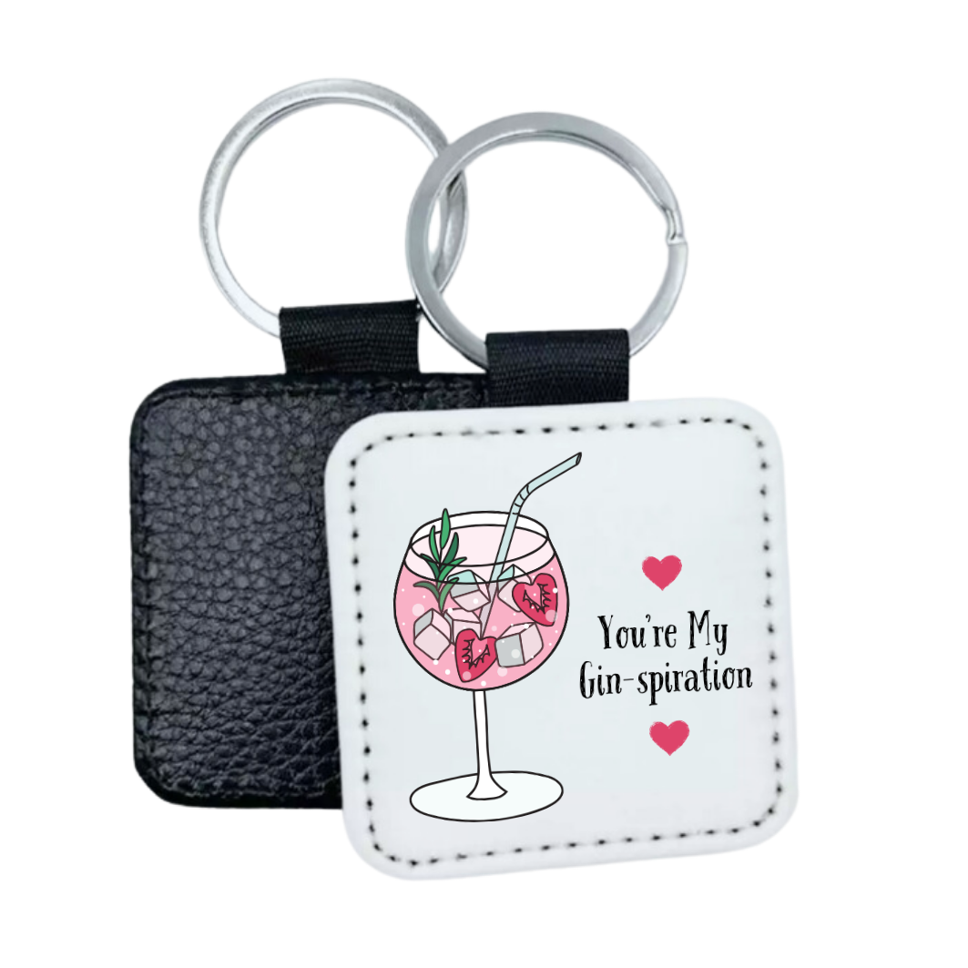 You're My Gin-spiration Faux Leather Square Keyring