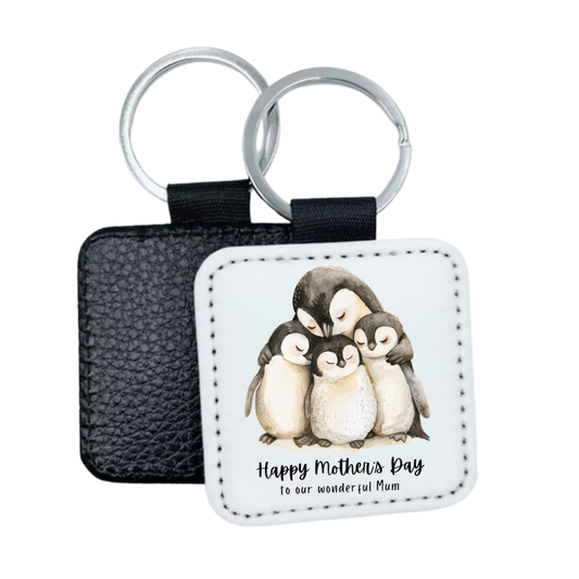 Happy Mother's Day To Our Wonderful Mum Faux Leather Square Keyring