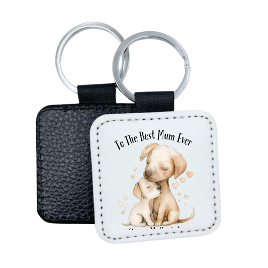 To The Best Mum Ever Faux Leather Square Keyring