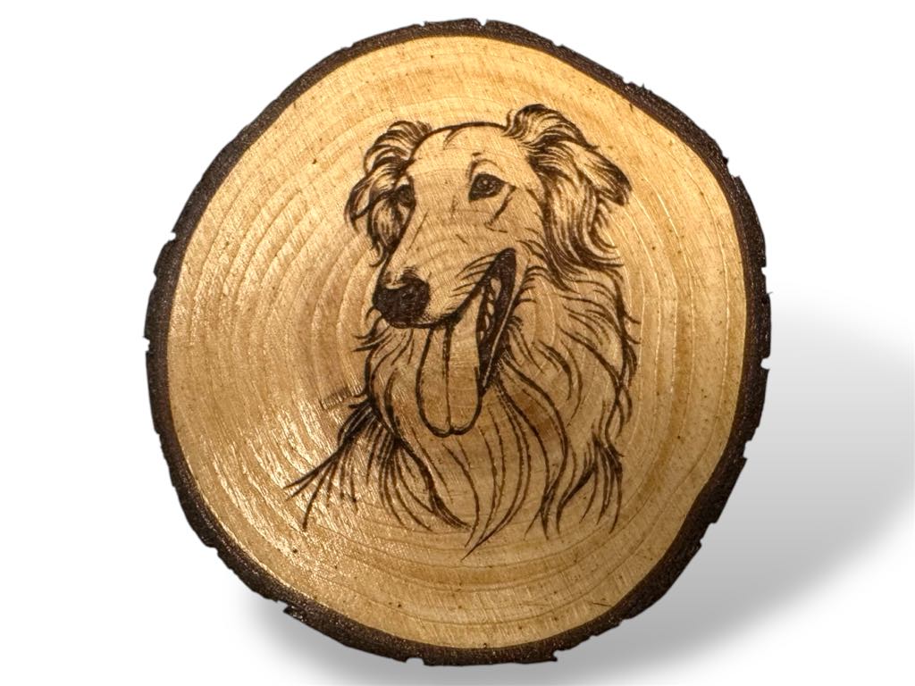 Borzoi Wood Slice Coaster