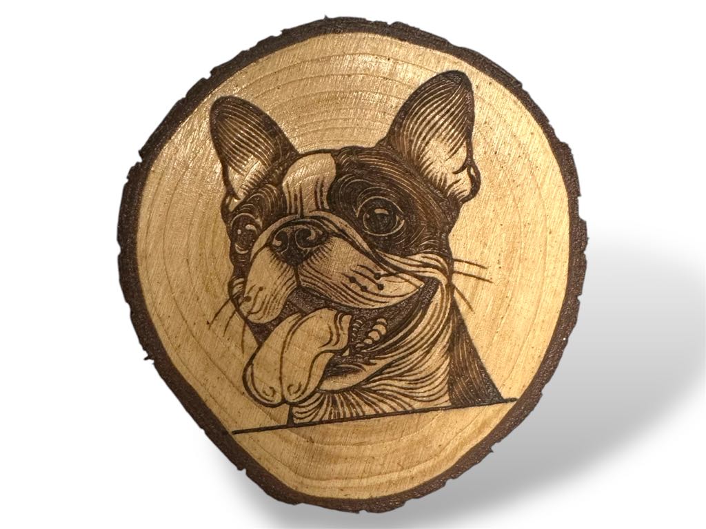 Boston Terrier Wood Slice Coaster