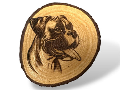 Boxer Wood Slice Coaster