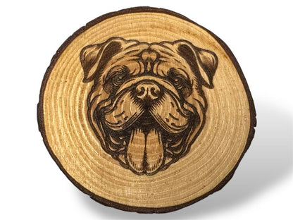 Bulldog Wood Slice Coaster