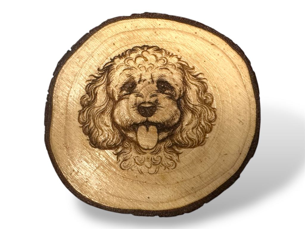 Cockapoo Wood Slice Coaster