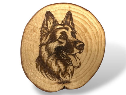 German Shepherd Dog Wood Slice Coaster