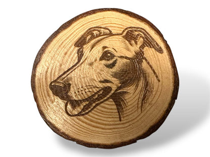 Greyhound Dog Wood Slice Coaster