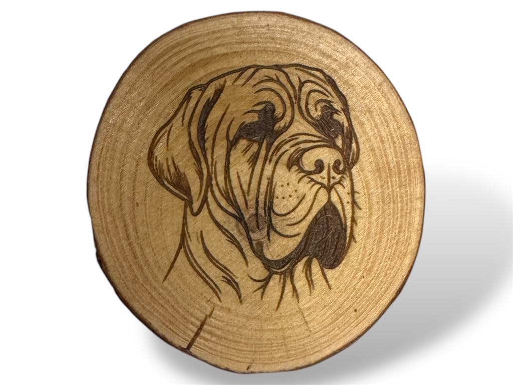 Mastiff Dog Wood Slice Coaster