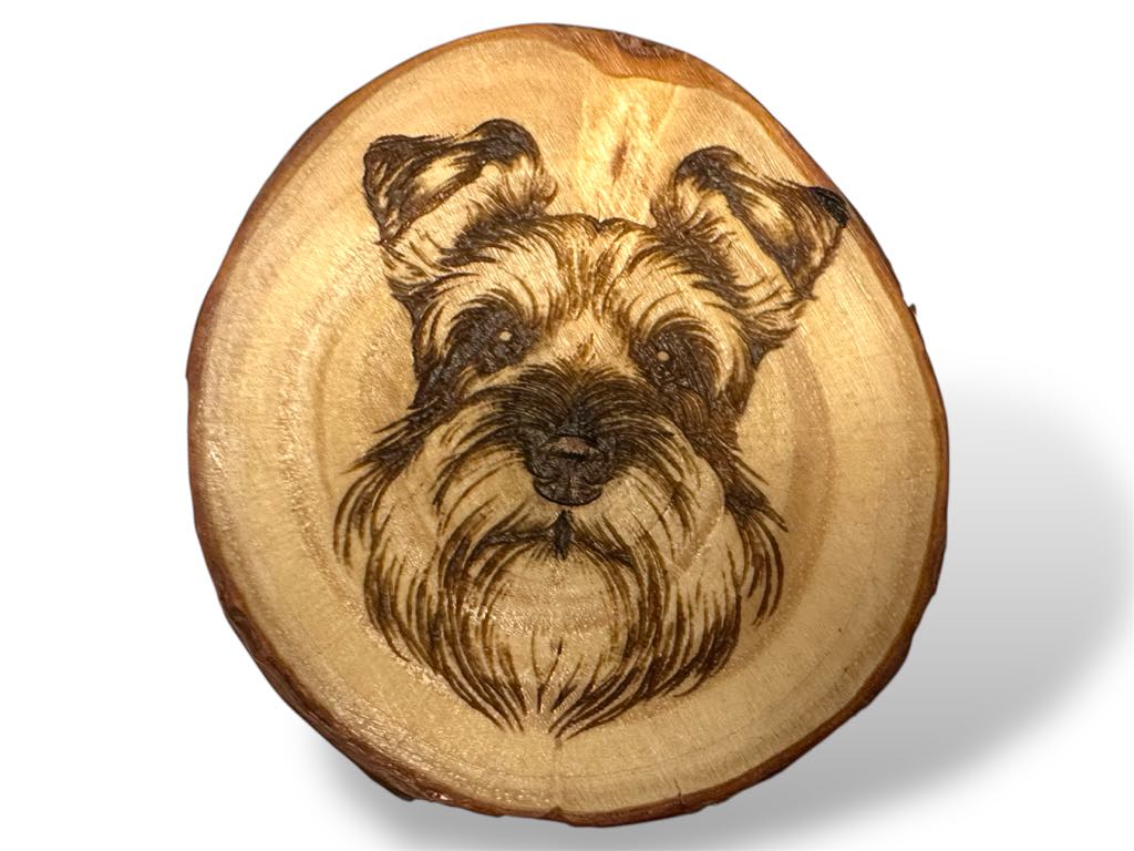 Miniature Schnauzer Dog Wood Slice Coaster