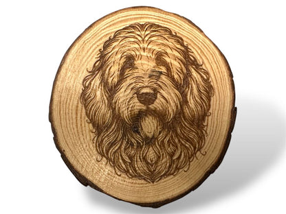 Old English Sheep Dog Wood Slice Coaster