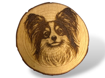 Papillon Dog Wood Slice Coaster