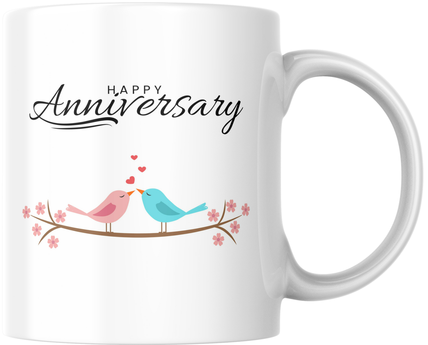 Happy Anniversary Love Birds Mug & Coaster