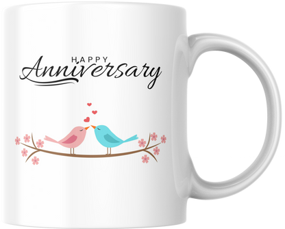 Happy Anniversary Love Birds Mug & Coaster