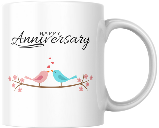 Happy Anniversary Love Birds Mug & Coaster