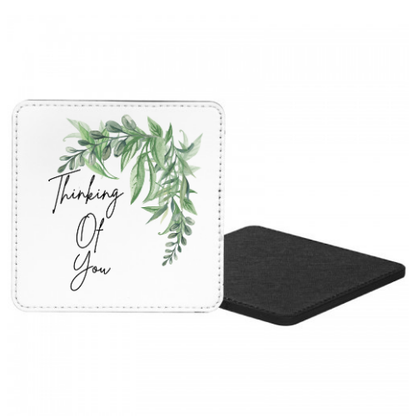 Thinking Of You Green Leaves Mug & Coaster