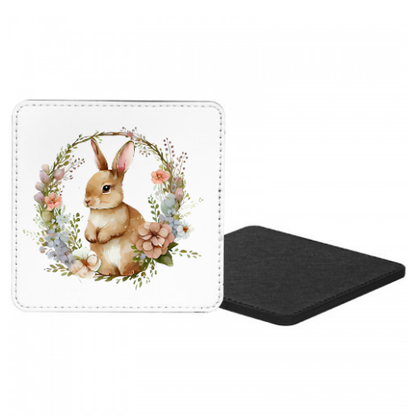 Rabbit In Floral Circle Mug & Coaster